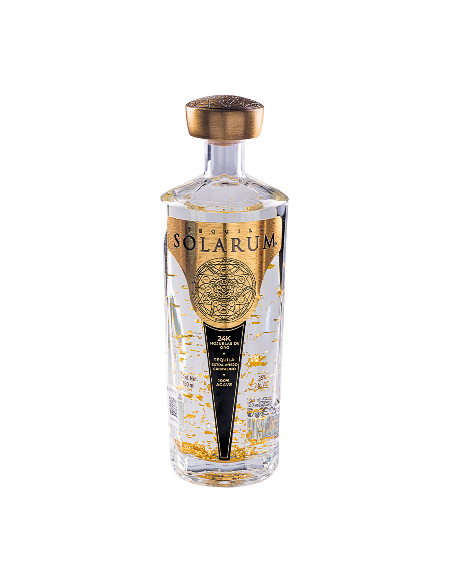 Tequila Solarum Extra Añejo Cristalino con oro 24k - 750 mL