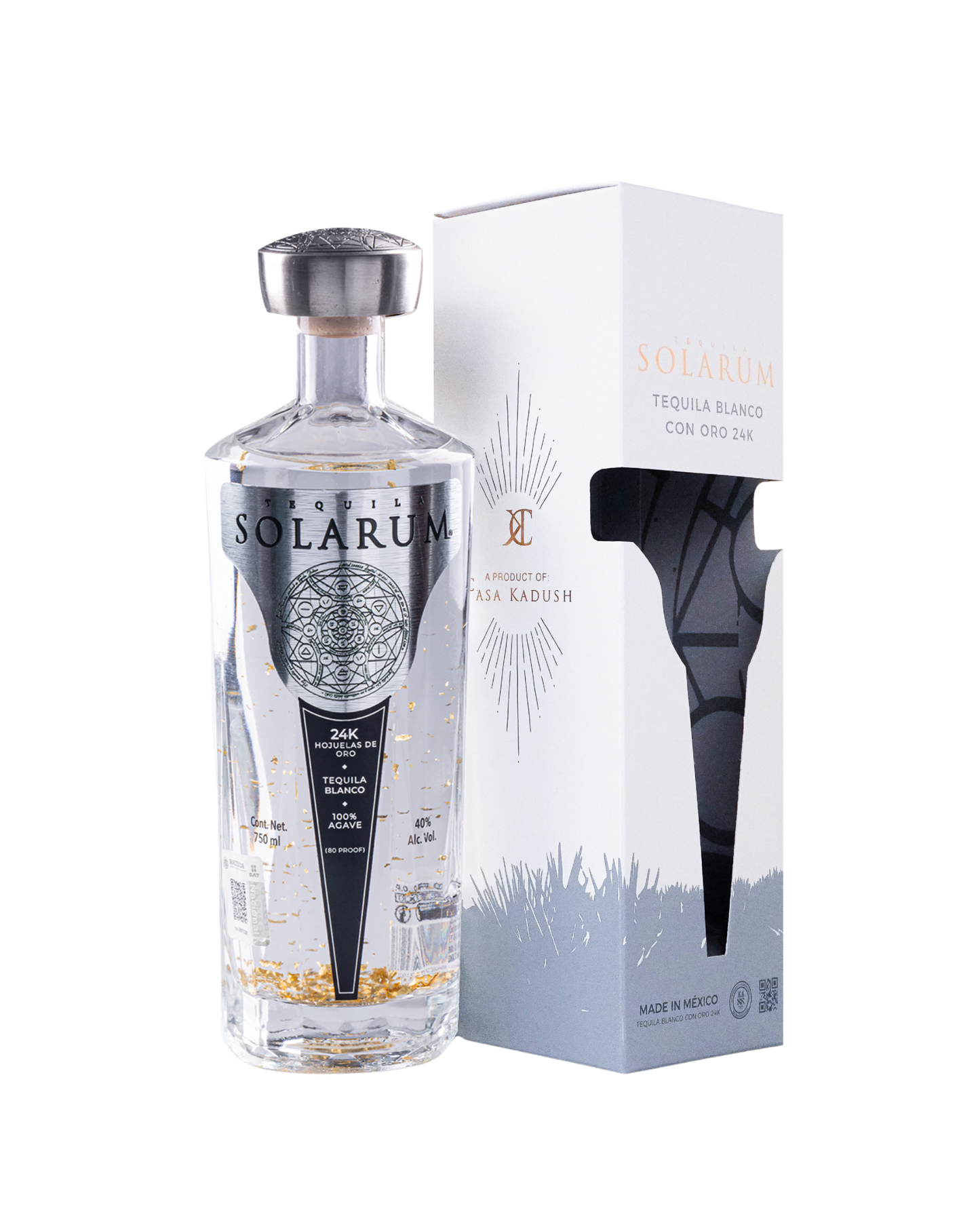 Tequila Solarum Blanco con oro 24K - 750 ml