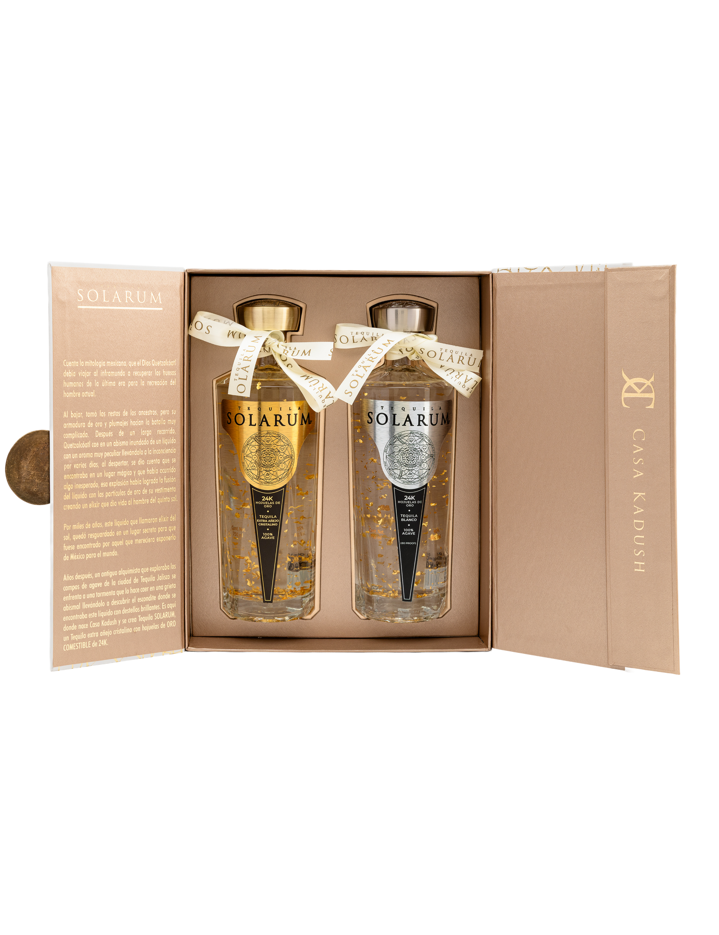 Kit de dos botellas: Tequila Solarum Extra Añejo Cristalino 24K + Tequila Solarum Blanco 24K
