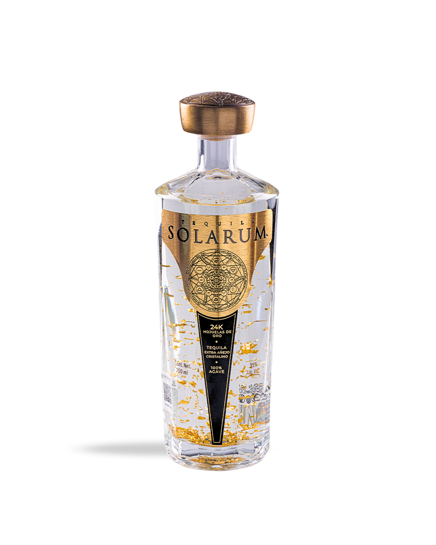 Tequila Solarum Extra Añejo Cristalino con oro 24k - 750 mL