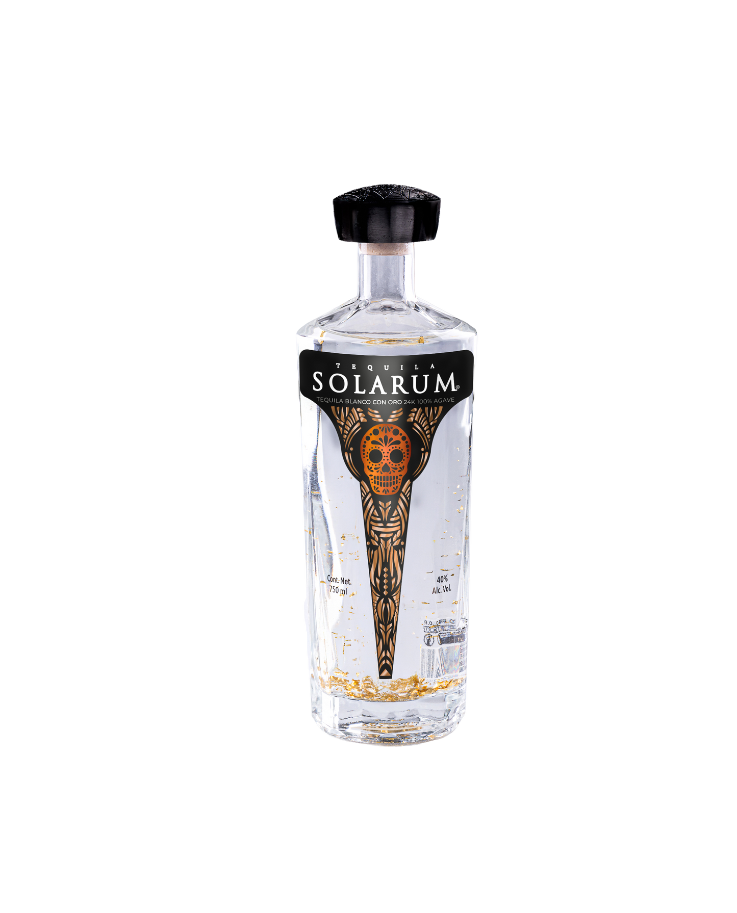 Edición día de muertos Tequila Solarum Blanco con oro 24K - 750 ml