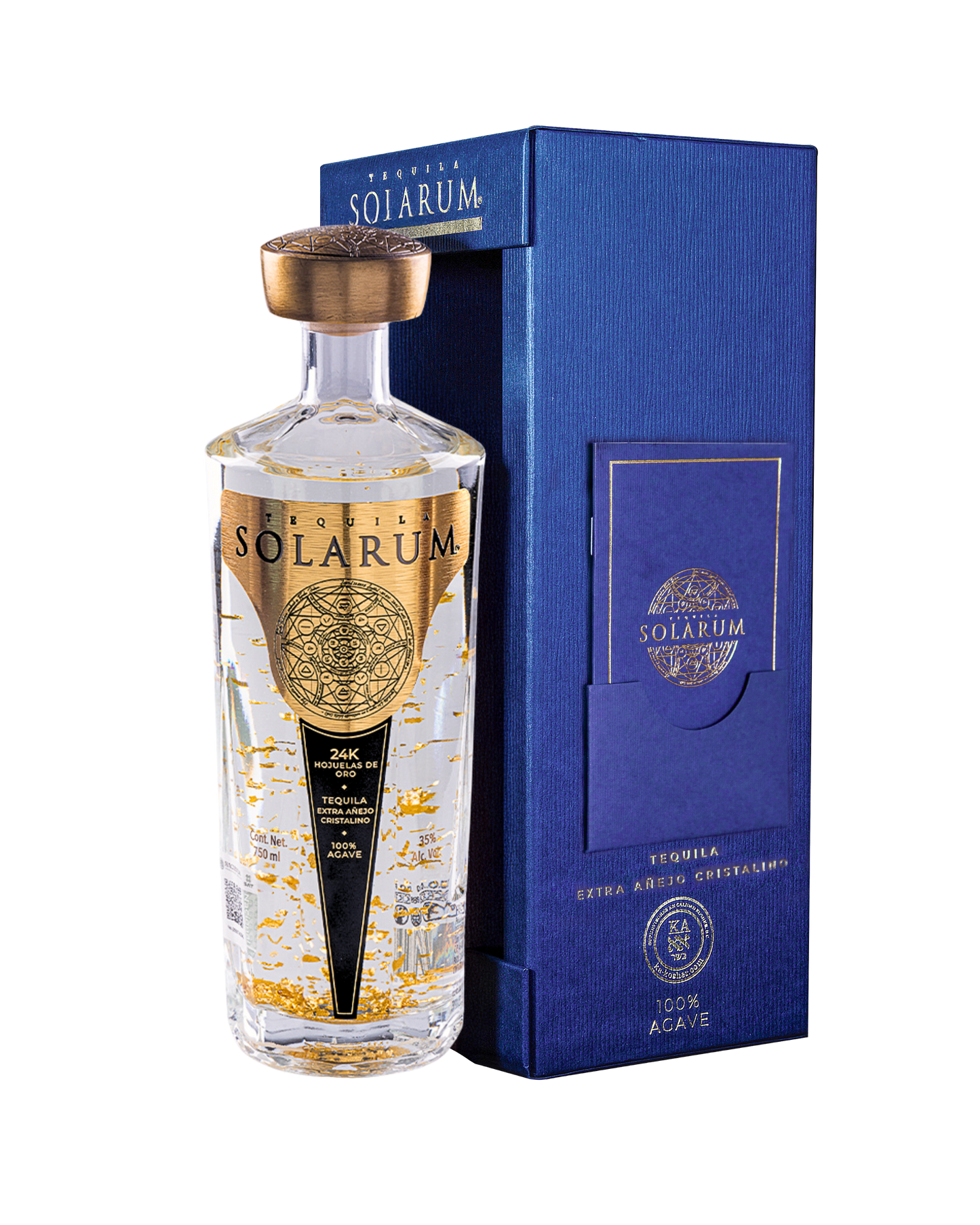Tequila Solarum Extra Añejo Cristalino con oro 24k - 750 mL