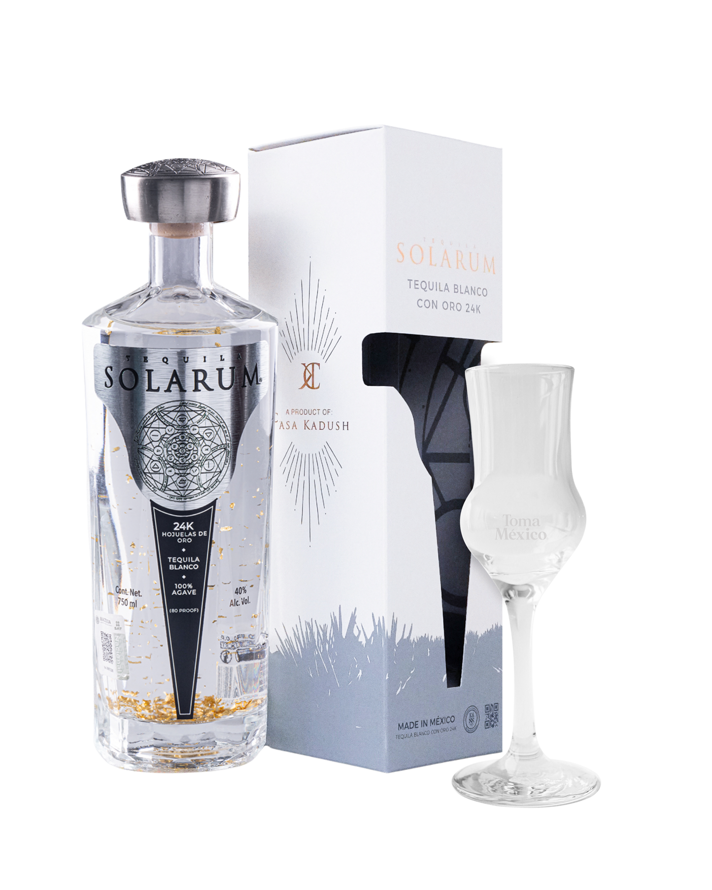Tequila Solarum Blanco con oro 24K - 750 ml