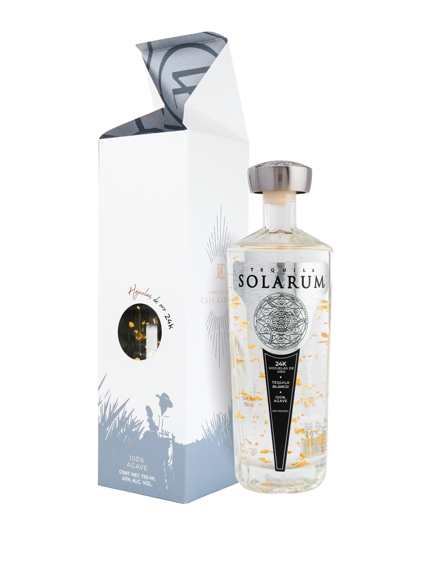 Tequila Solarum Blanco con oro 24K - 750 ml