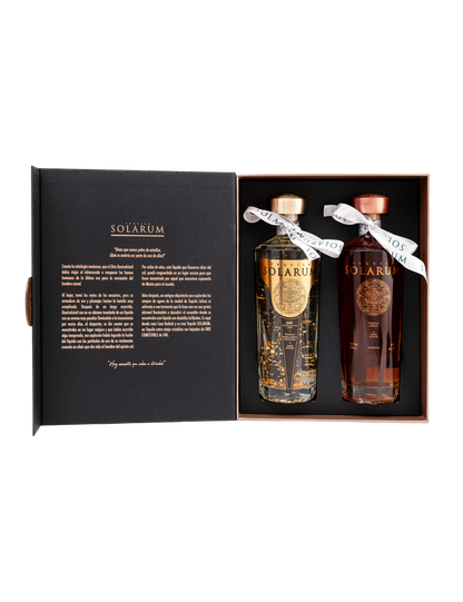 Kit de dos botellas: Tequila Solarum Extra Añejo Cristalino 24K + Tequila Solarum Añejo