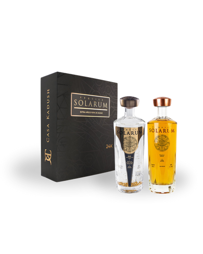 Kit de dos botellas: Tequila Solarum Extra Añejo Cristalino 24K + Tequila Solarum Añejo