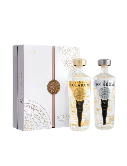 Kit de dos botellas: Tequila Solarum Extra Añejo Cristalino 24K + Tequila Solarum Blanco 24K