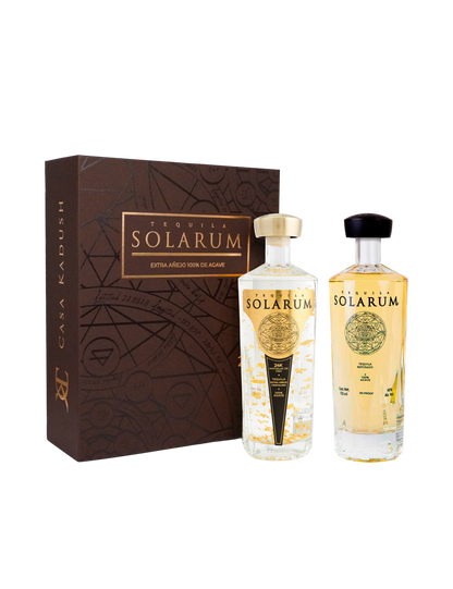Kit de dos botellas: Tequila Solarum Extra Añejo Cristalino 24K + Tequila Solarum Reposado