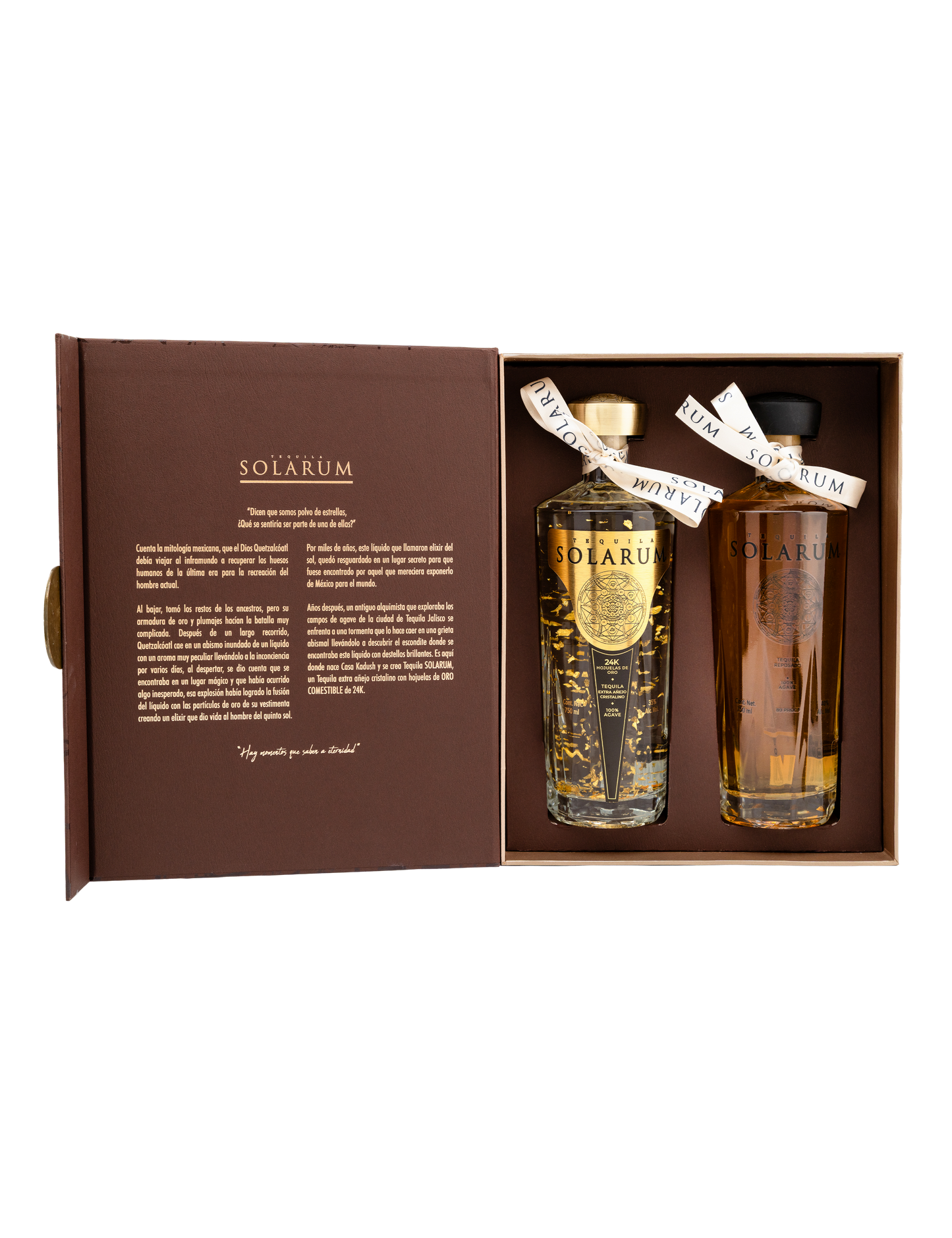 Kit de dos botellas: Tequila Solarum Extra Añejo Cristalino 24K + Tequila Solarum Reposado