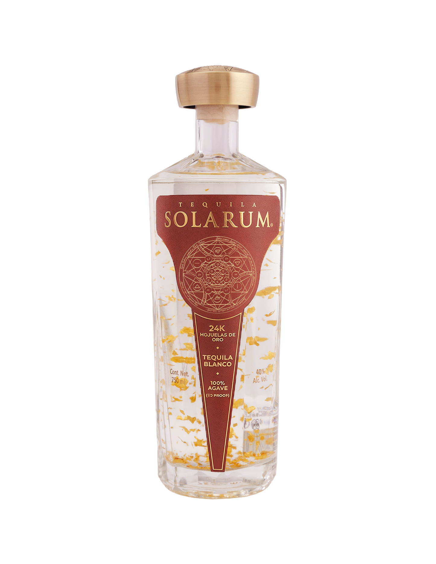 Tequila Solarum Blanco Edición Limitada Toma México con oro 24K 750 ml