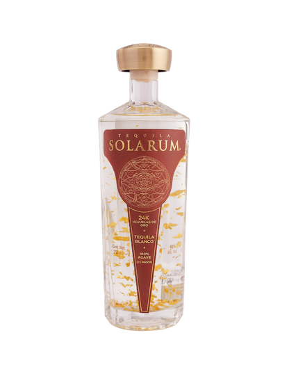 Tequila Solarum Blanco Edición Limitada Toma México con oro 24K 750 ml