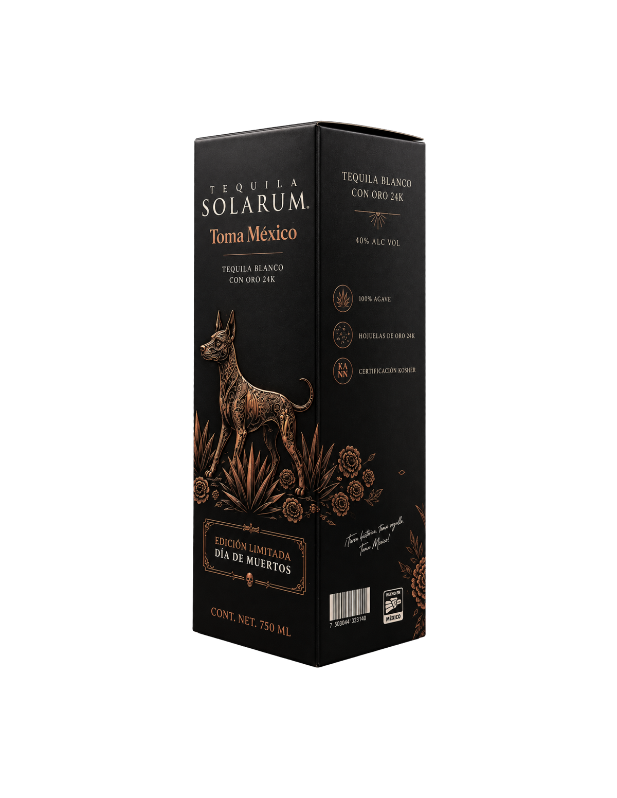 Tequila Solarum Blanco con Hojuelas de Oro 24k Edición Día de Muertos "El Camino Hacia el Mictlán"- 750 ml