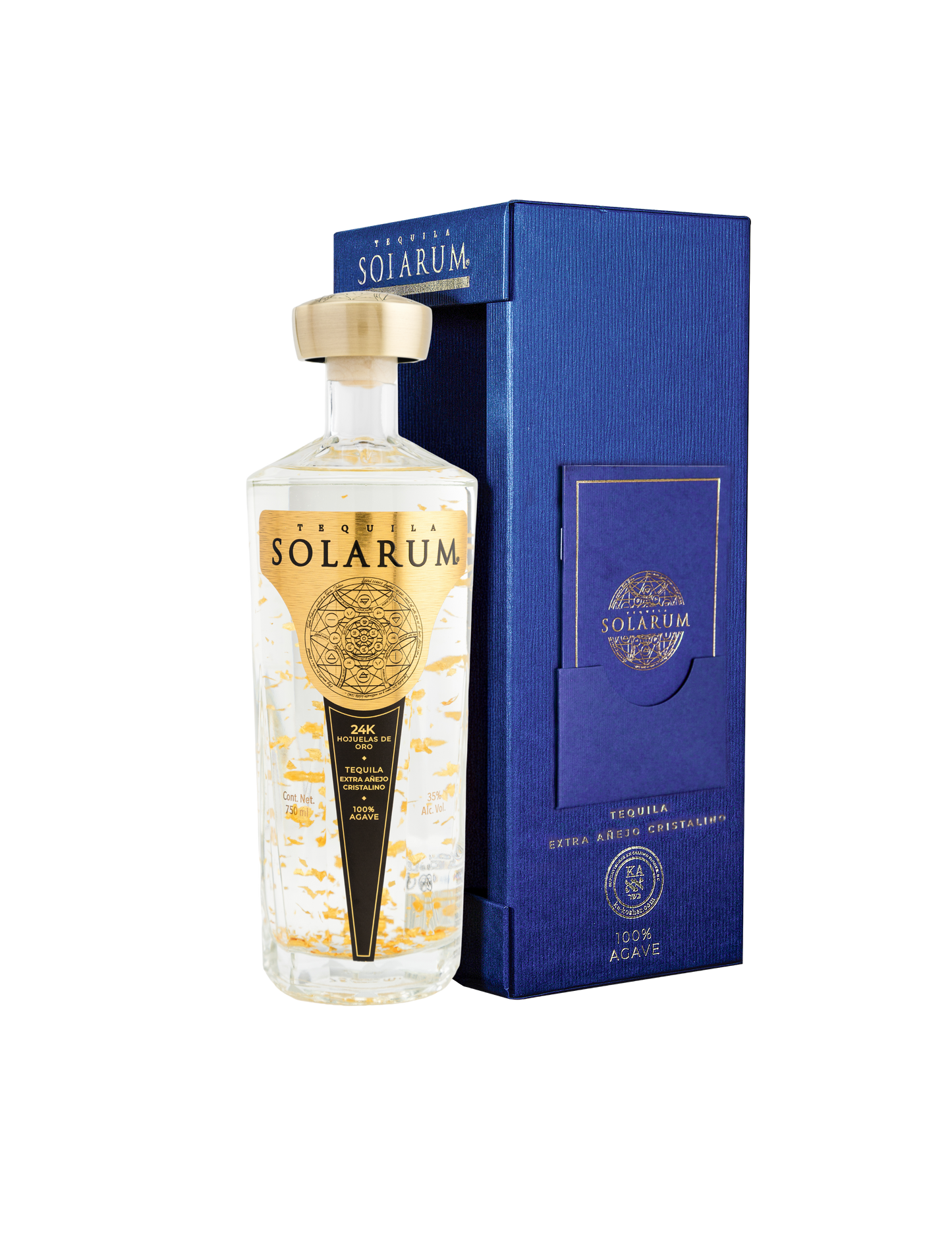 Tequila Solarum Extra Añejo Cristalino con oro 24k - 750 mL