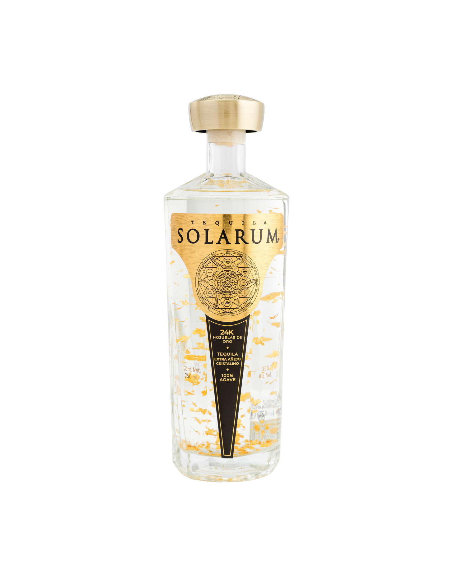 Tequila Solarum Extra Añejo Cristalino con oro 24k - 750 mL