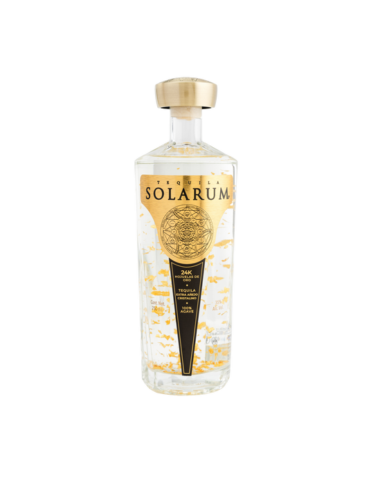 Tequila Solarum Extra Añejo Cristalino con oro 24k - 750 mL