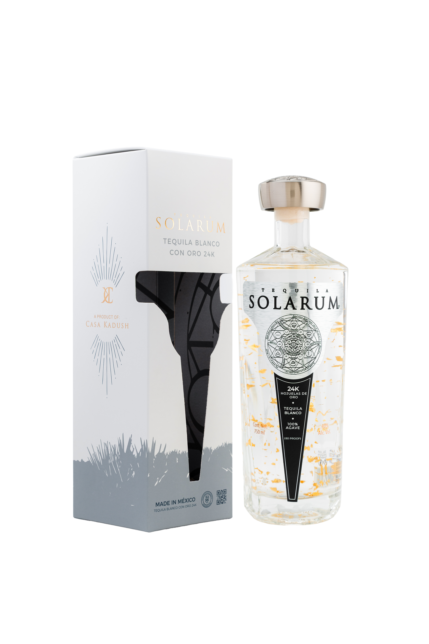 Tequila Solarum Blanco con oro 24K - 750 ml