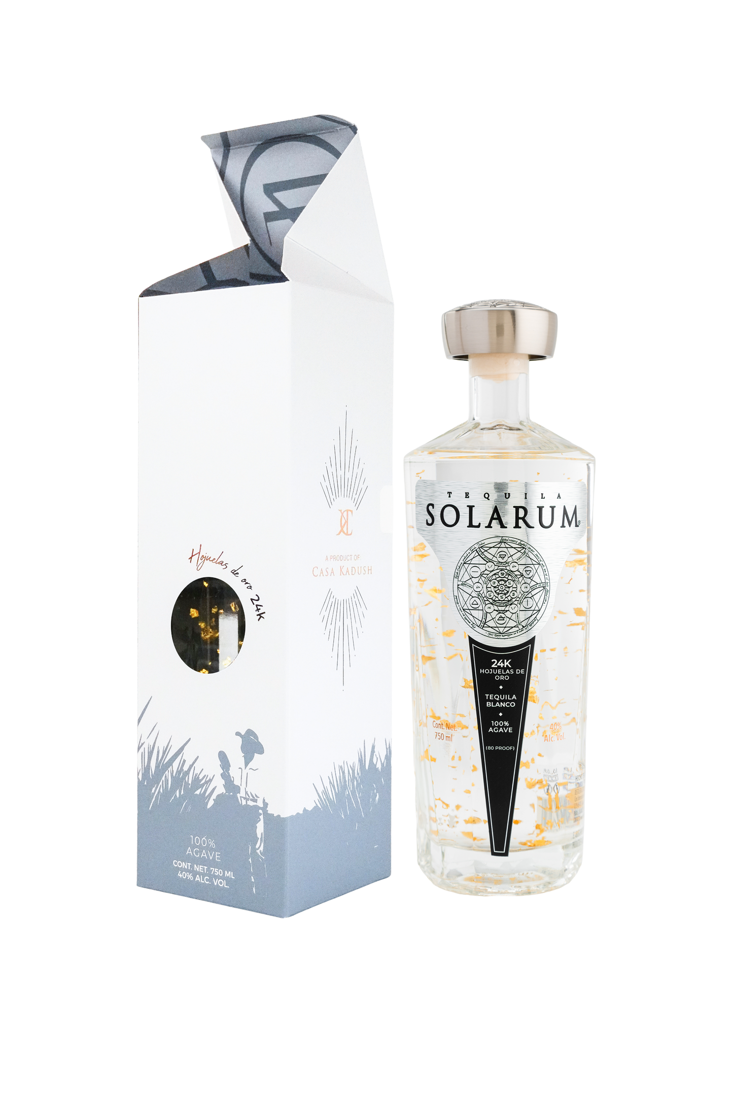 Tequila Solarum Blanco con oro 24K - 750 ml