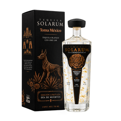 Tequila Solarum Blanco con Hojuelas de Oro 24k Edición Día de Muertos "El Camino Hacia el Mictán"- 750 ml