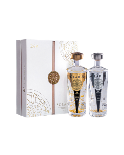 Kit de dos botellas: Tequila Solarum Extra Añejo Cristalino 24K + Tequila Solarum Blanco 24K