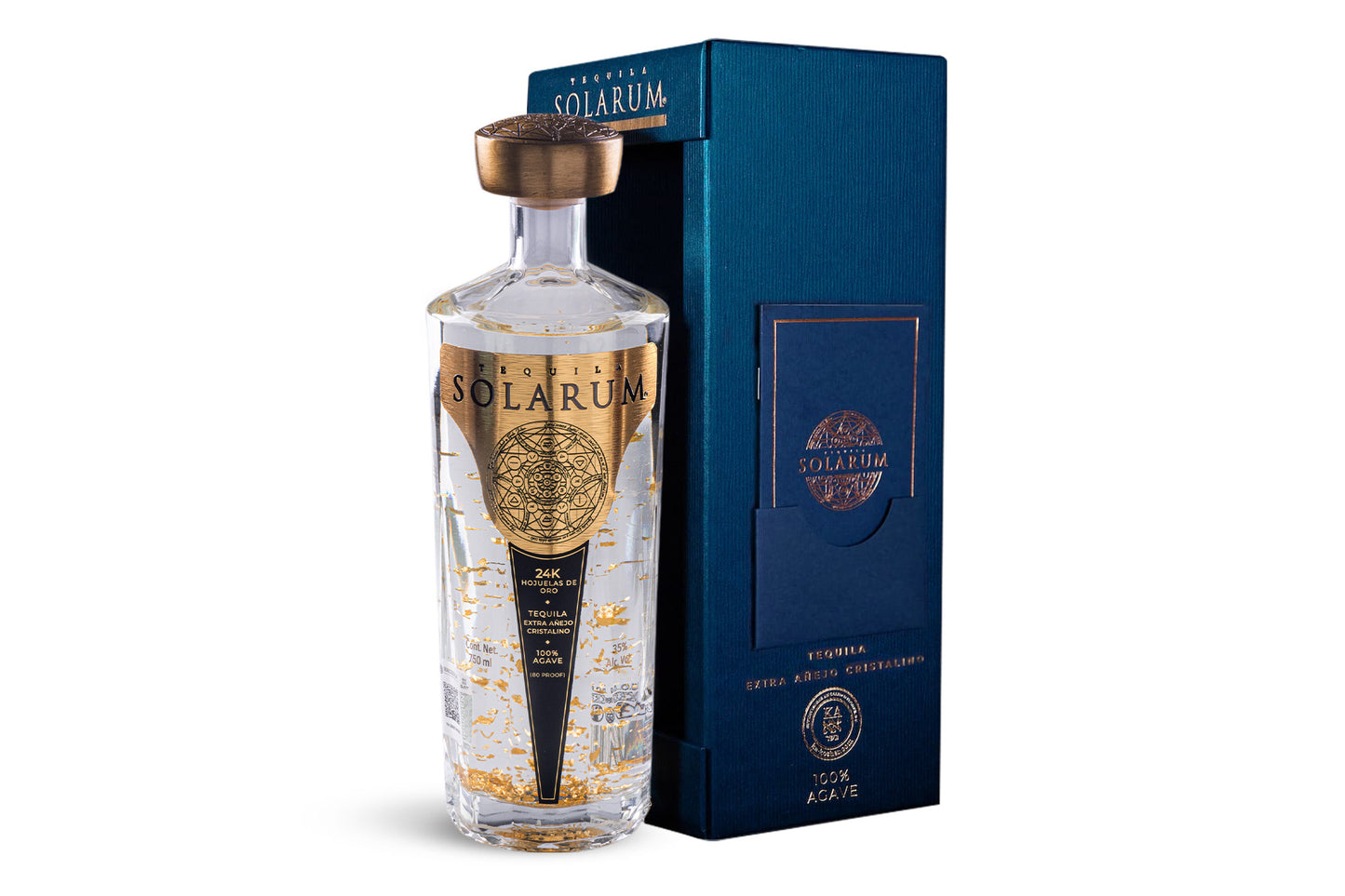 Tequila Solarum Extra Añejo Cristalino con oro 24k - 750 ml