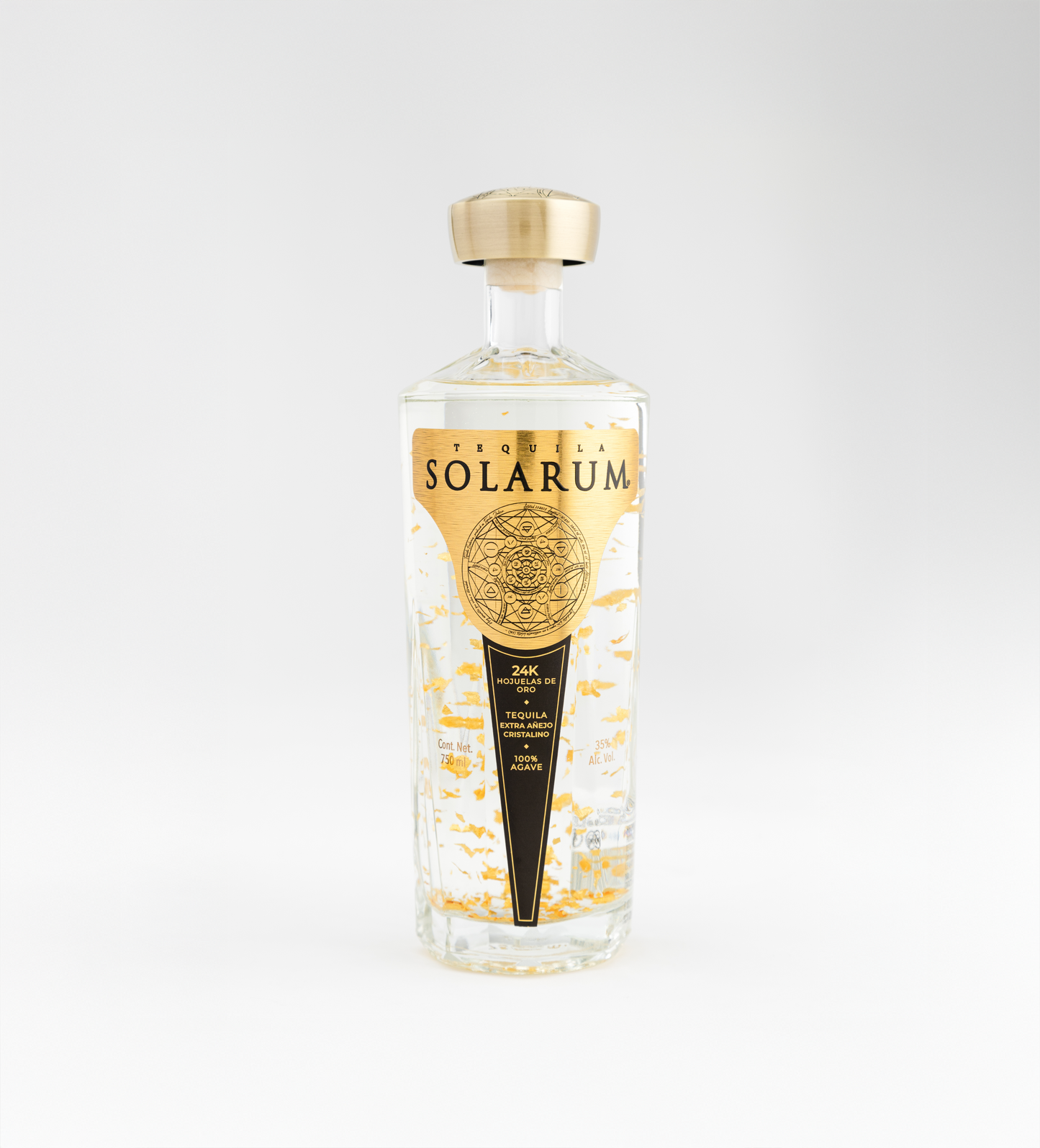 Tequila Solarum Extra Añejo Cristalino con oro 24k - 750 mL