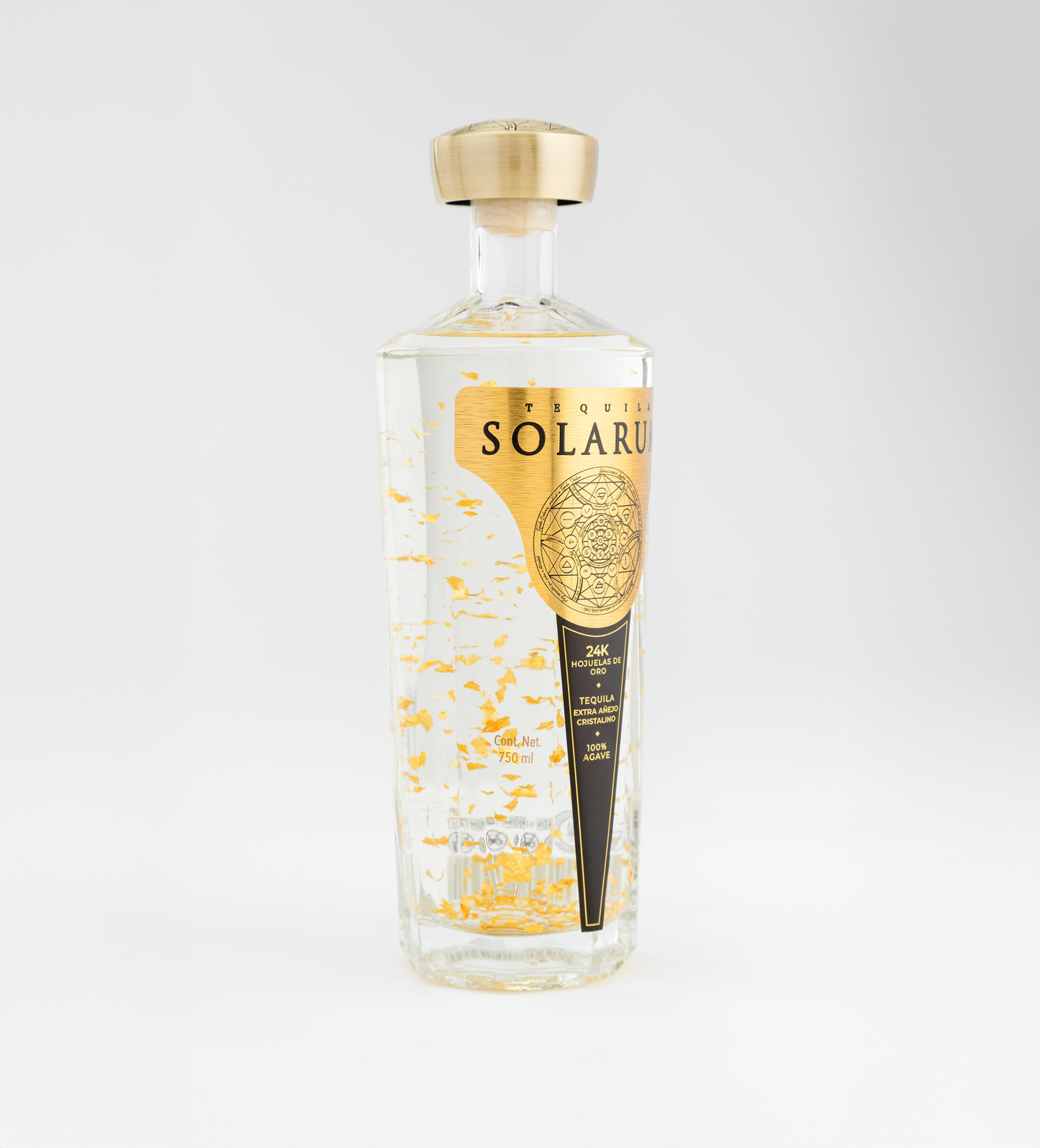 Tequila Solarum Extra Añejo Cristalino con oro 24k - 750 mL