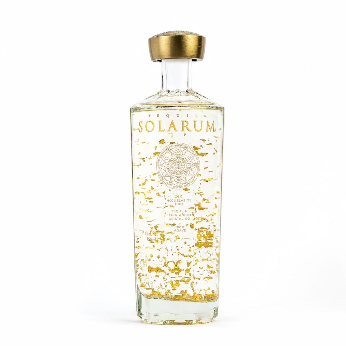Tequila Solarum Extra Añejo Cristalino con oro 24k - 750 ml