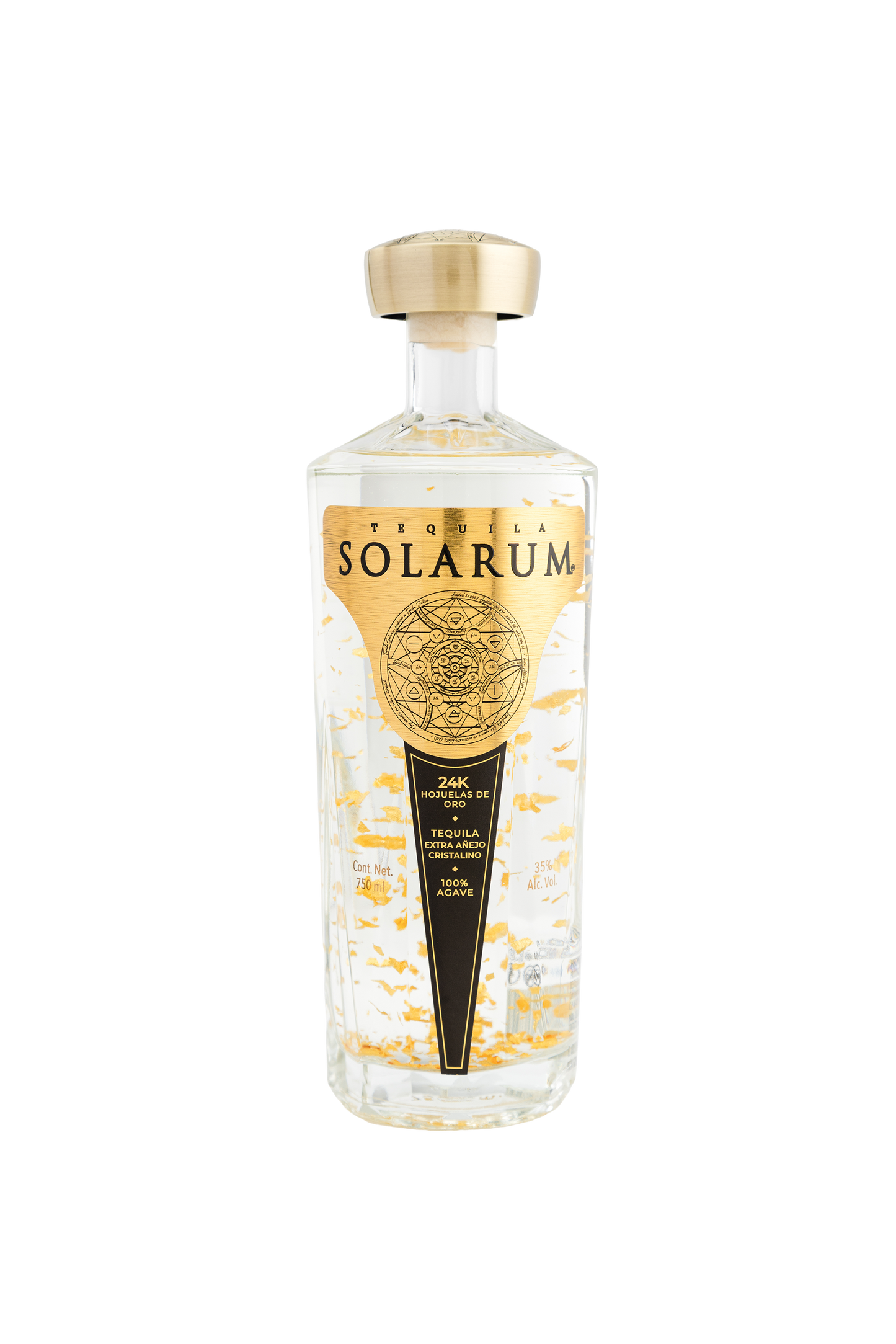 Tequila Solarum Extra Añejo Cristalino con oro 24k - 750 mL