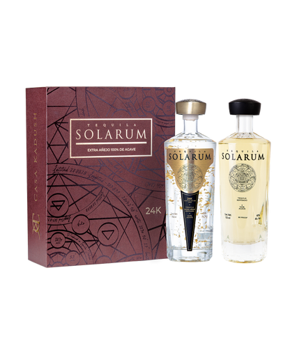 Kit de dos botellas: Tequila Solarum Extra Añejo Cristalino 24K + Tequila Solarum Reposado