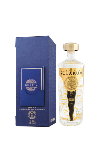 Tequila Solarum Extra Añejo Cristalino con oro 24k - 750 mL