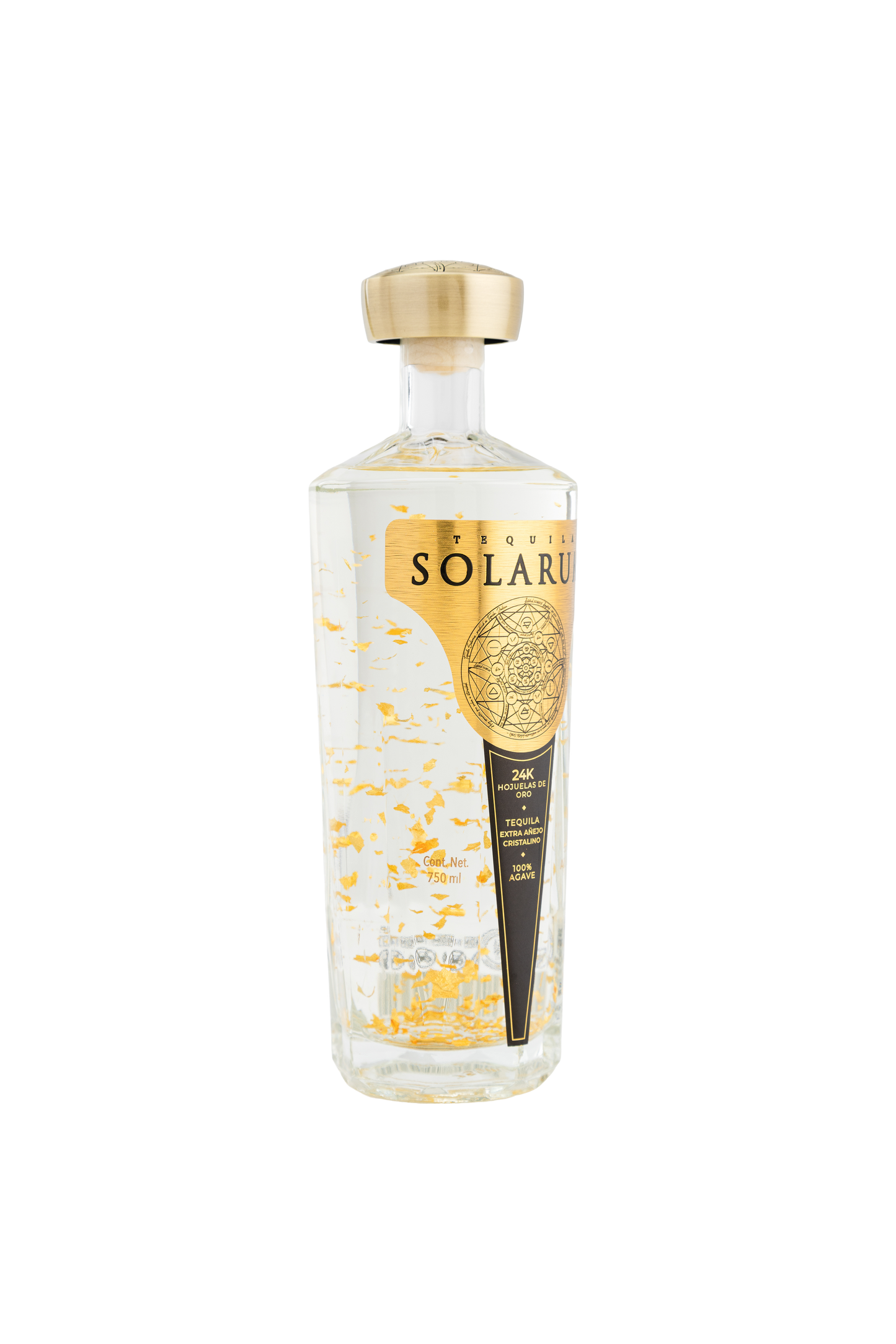 Tequila Solarum Extra Añejo Cristalino con oro 24k - 750 mL