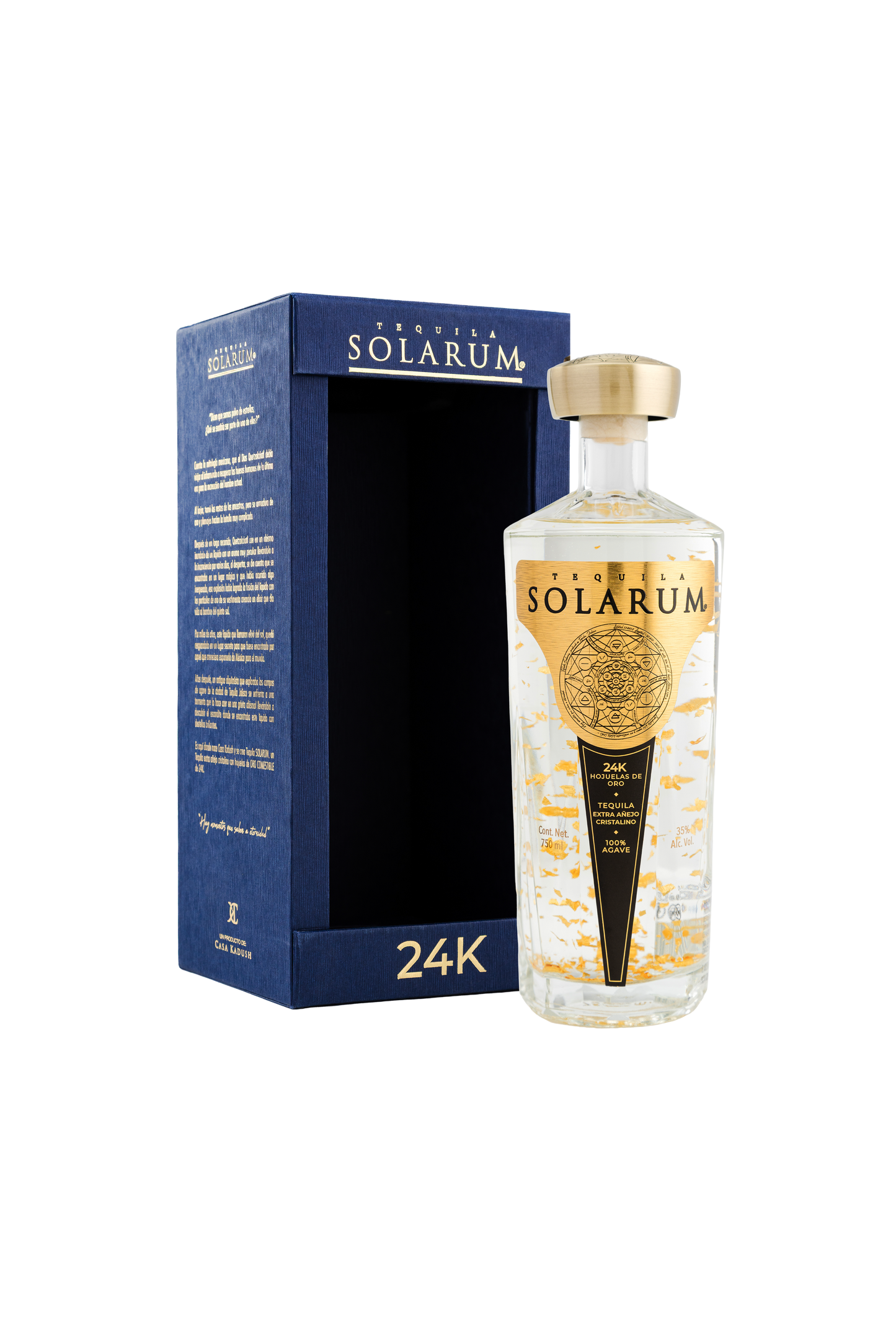 Tequila Solarum Extra Añejo Cristalino con oro 24k - 750 mL