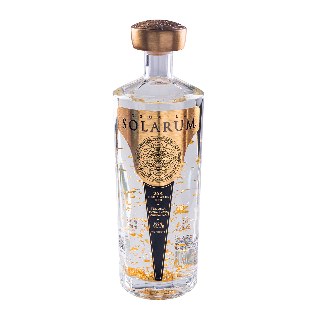 Tequila Solarum Extra Añejo Cristalino con oro 24k - 750 ml